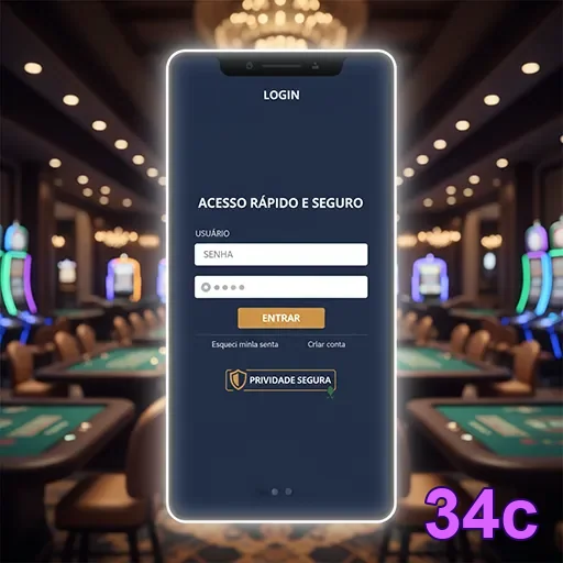 Tela do app 34c com acesso rápido às telas do aplicativo